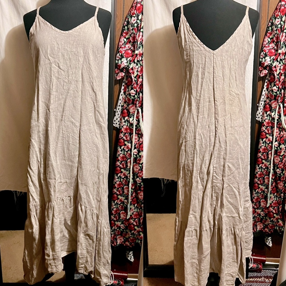 Linen Ruffle Maxi Dress